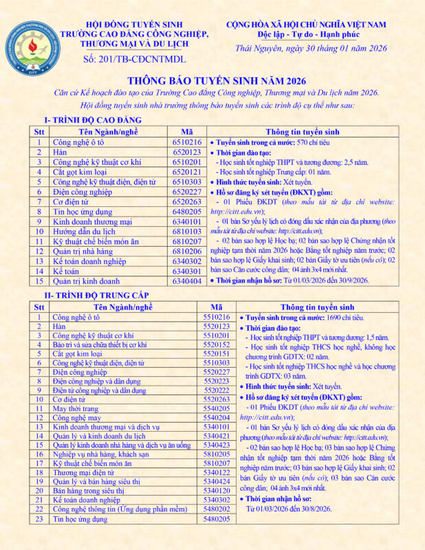 TB tuyen sinh chung 1