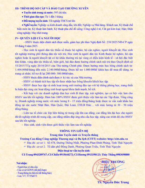 Thông báo tuyển sinh năm 2026 TB tuyen sinh chung 2